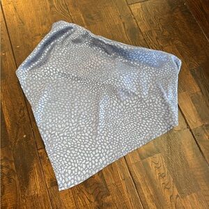 Sweet Generis Blue Patterned Silk Strapless Top Size L